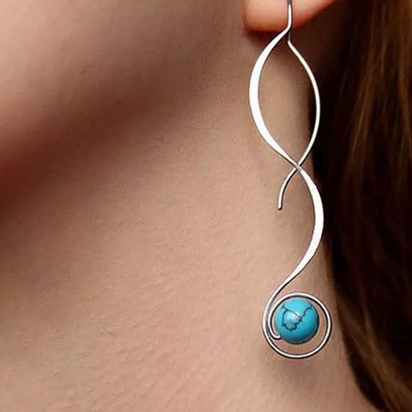 Jewelry - 🎀925 Boho Turquoise Twist Drop Earrings